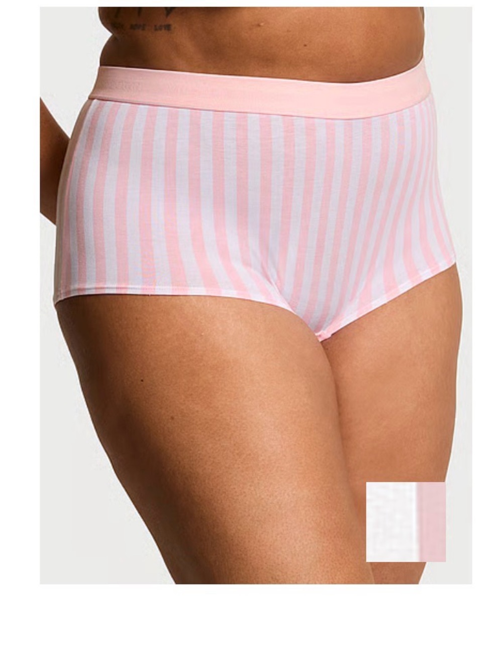 Victoria's Secret Pink and White Striped High-Waist Boyshorts